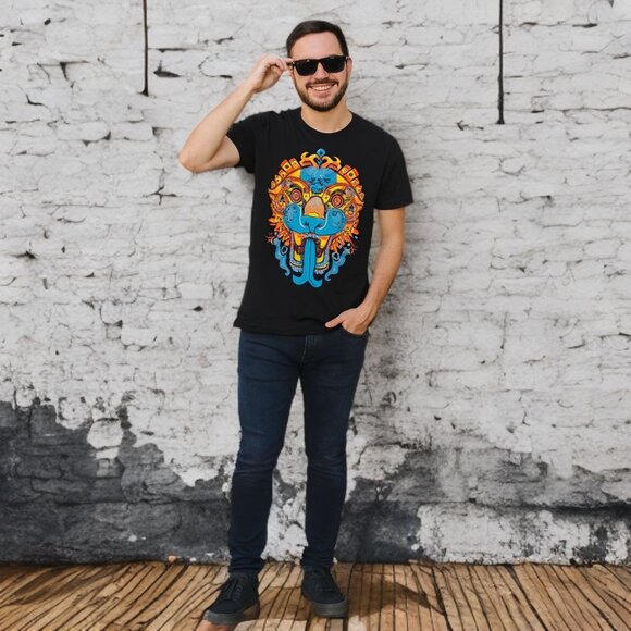 Ay Guey! Men Jaguar Dragon Graphic Shirt Unidos Por Mexico Tongue Snake Tee RARE - Picture 1 of 7